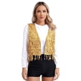 thumbnail image 1 of Ocealan Gilet à Franges à Paillettes pour Femme Vestes Sans Manches Scintillantes Gilet à Paillettes Manteau Fête Bal Ouvert à l'Avant Gilet Or S, 1 of 7