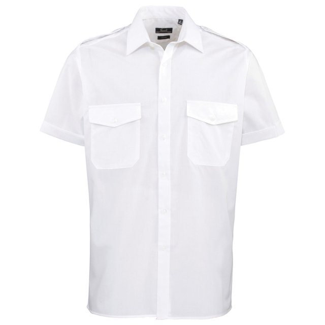 Premier Chemise de Travail Unie pour Homme à Manches Courtes de Pilote