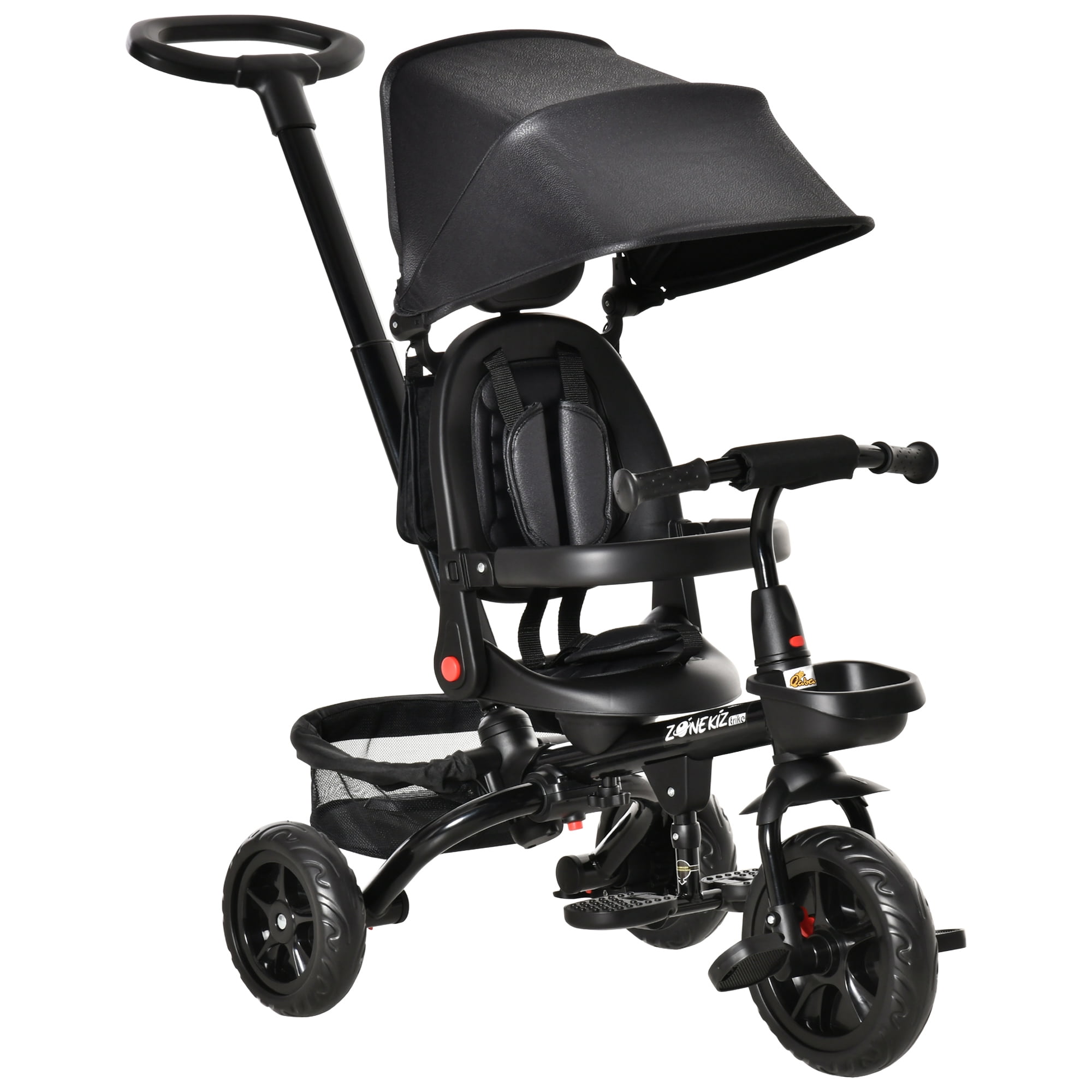 Costway Tricycle Poussette 6-en-1 pour Enfants et Bébés Vélo Jouet d'Apprentissage Détachable avec Auvent Bleu