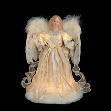 12" Elegant Ivory Lighted Angel Christmas Tree Topper - Clear Lights