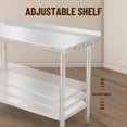 thumbnail image 4 of BeesClover Table en Acier Inoxydable pour Préparation et Travail avec Dosseret, Table de Cuisine Robuste avec Tablette et Pied Réglables pour Restaurant, Maison et Hôtel, 4 of 6