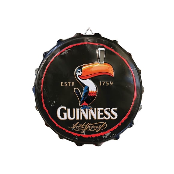 Guinness Toucan Bottle Cap Metal Sign (11.5″ Diameter)