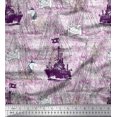 thumbnail image 1 of Soimoi Silk Fabric Fish & Ship Ocean Print Sewing Fabric Yard 42 Inch Wide, 1 of 3