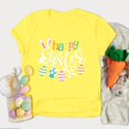 thumbnail image 2 of Pxiakgy Liquidation! T-Shirts de Pâques pour Femmes T-Shirt Lapin Heureux Col Rond Tee-Shirt Graphique Œuf de Pâques Hauts Graphiques de Vacances Mode Col Rond Imprimé de Pâques Manches Courtes T-Shirt Jaune 3TG, 2 of 5