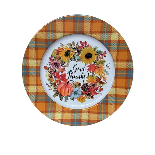 Printed Metal Charger Plate (Pumpkin Wreath With Border) (13") - Set of 6