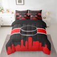 thumbnail image 2 of Ensemble de couette de literie de sport pour enfants YST, 7 Pcs, thème sportif, noir rouge, Grand Lit, 2 of 4