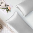 thumbnail image 3 of PiccoCasa Satin Body Pillowcases 2 Pcs Soft with Zipper Closure Silver 20"x48", 3 of 7