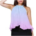 thumbnail image 2 of Weiqiqre Womens Tops Adjustable Tie Neckline Ruffle Hem Sleeveless Flowy Halter Tops, 2 of 6