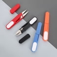 thumbnail image 5 of 4-Pack Multi-Purpose Small Scissors with Safety Cover – Ideal for Yarn, Fishing Thread, Cross-Stitch, and Sewing Projects Rebound U-Shaped Plastic Handle Scissors, Cross Stitch Colored Yarn Cutting, 5 of 5