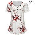 thumbnail image 1 of T-shirt Imprimé Femme Été Rond T-shirt Imprimé Femme Col Rond Manche Courte Blouse Haut Ample, Blanc, TTG, 1 of 8