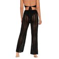 thumbnail image 4 of FOCUSNORM Women Hollow Out Pants Solid Color Elastic High Waist Trousers, 4 of 8