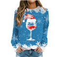 thumbnail image 2 of TIMIFIS Chandail en Molleton Oversize de Noël pour Femmes Décontracté Mignon Verre de Vin Rouge Flocon de Neige Imprimé Col Rond Chandail Cadeaux pour Noël, 2 of 4