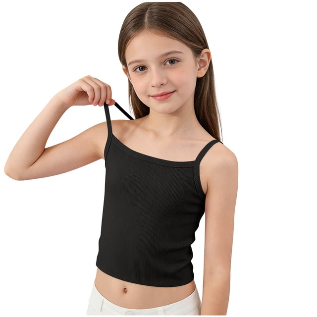 KyCheLot Débardeurs Unis pour Filles Sans Manches à Encolure Dégagée à Bretelles Spaghetti Débardeurs Camisole d'Été Décontractée