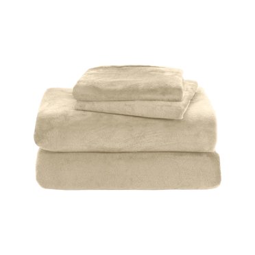 Home Extra Soft Velvet Plush Queen Micro Fleece Sheet Set | Deluxe Microplush Non Pilling Sheets  Deep Pocket | Lavish Sherpa Velvet Luxe Collection,beige
