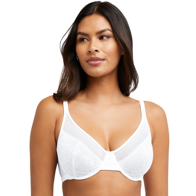 Bali Womens One Smooth U Lightweight Lace Minimizer Bra, 42DDD, White