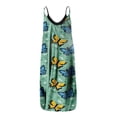 thumbnail image 2 of Robe Longue d'Été pour Femme à Col Rond, Imprimée, Sans Manches, Grande Taille, à Enfiler, à Bretelles Spaghetti, Longue Robe Maxi avec Poches, 2 of 4