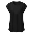thumbnail image 4 of T-shirt Décontracté pour Femmes, Uni, Col Rond, Coupe Ample, Manches Courtes, Chandail à Enfiler, 4 of 9