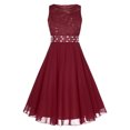thumbnail image 4 of Miaeowve Robe Princesse Sans Manches en Mousseline à Paillettes et Dentelle pour Filles, Demoiselle d'Honneur, Mariage, Fête, Robe de Bal, Rouge 12, 4 of 7