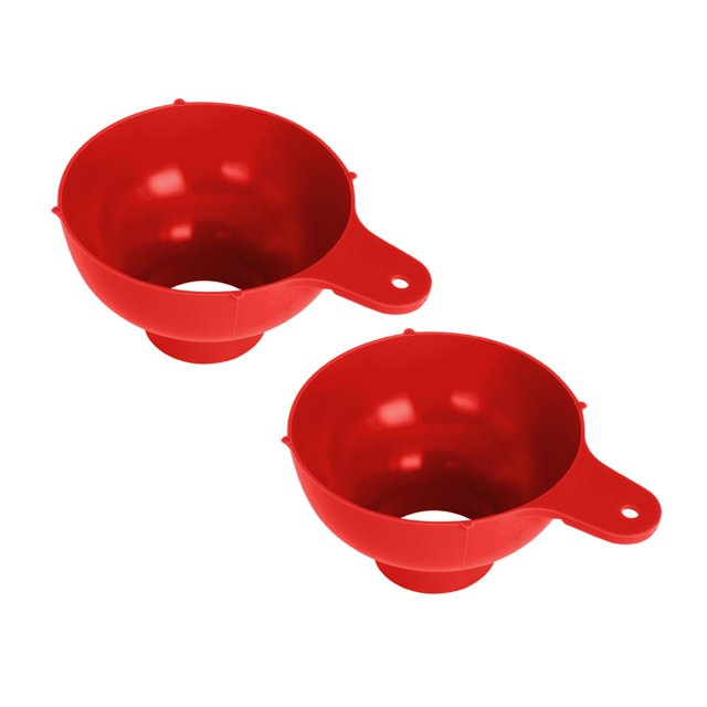 Oleegame 2PC Home Canning Funnel Fits Wide Or Regular Mouth Jars Plastic Wide Mouth Funnel Red