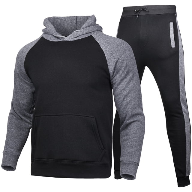 XZNGL Mens Jogging Suits Sets Mens Jogging Suit Sports Hoodie Set Two-Piece Jacket with Hood and Pockets Long Sleeve Hooded Set Men Jogging Suits Sets