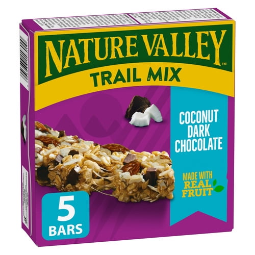 Nature Valley Chewy Trail Mix Granola Bars, Coconut Dark Chocolate, 5 Bars