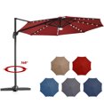 thumbnail image 4 of Costway 10ft Solar LED Cantilever Offset Patio Umbrella 360dgrees Rotation Aluminum Burgundy, 4 of 7