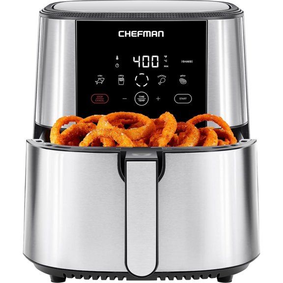 Chefman Turbofry Touch TG 8 Qt. Friteuse à Air Chaud avec Commandes Numériques - Acier Inoxydable