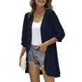 thumbnail image 2 of 2 Pack(Dark Blue 1PCS & Sky Blue 1PCS) Multipack Women Casual Cardigan Three Quarter Sleeve Open Front Lightweight Dots Cardigan Draped Ruffles Cardigan, 2 of 7