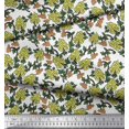 thumbnail image 3 of Soimoi Poly Georgette Fabric Leaves & Floral Block Printed Fabric 1 Yard 52 Inch Wide, 3 of 3