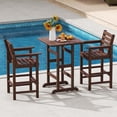 thumbnail image 4 of Costway Ensemble de Bar de Patio en HDPE 3 Pcs Fauteuils avec Table Haute Carrée Repose-Pieds Dossier Brun, 4 of 10