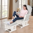 thumbnail image 4 of Costway Glider and Ottoman Cushion Set Wood Baby Nursery Rocking Chair Light Grey, 4 of 10
