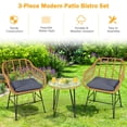 thumbnail image 4 of Gymax 3PCS Rattan Patio Bistro Set Conversation Furniture Set w/ Grey Cushions, 4 of 9