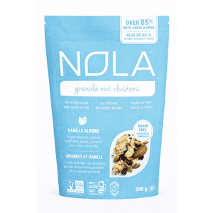 Nola Baking Co. Granola Groupes d ' écrous 200g - Amande de vanille, sans gluten, sans grains, tout naturel, sans sucre raffiné, sans conservateurs artificiels