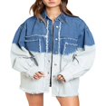 thumbnail image 1 of Veste en Denim Effiloché Surdimensionnée pour Femmes Caitzr, Veste en Jean Décontractée Style Boyfriend, 1 of 7