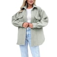 thumbnail image 1 of WEIYLL Jackets for Women Shirt Oversized Button Down Long Shacket Pockets Green Winter Clothes Size M, 1 of 6