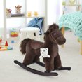 thumbnail image 2 of Qaba Kids Plush Ride-On Rocking Horse with Bear Toy, Children Chair with Soft Plush Toy & Fun Realistic Sounds, Brown, 2 of 10
