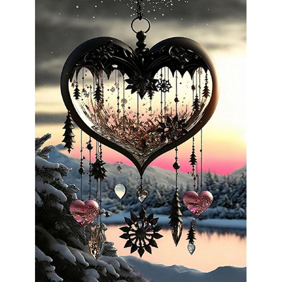 The Scenery In The Wind Chimes Personality DIY Full Drill Diamond Decorative Painting40 x 50 cm, unframed,light yellow,40*50cm