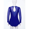 thumbnail image 4 of Linjinx Filles Enfants Justaucorps Robe de Danse Ballet à Manches Longues en Maille à Strass Assemblée Costume de Compétition de Patinage Artistique Bleu Marine 16, 4 of 7