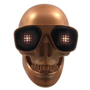 Portable Skeleton Skull Bluetooth Wireless Speaker, 15W BT4.0 FM Radio Halloween Wireless Speaker, Unique Design Rechargeable 1200mAh Battery 24H Night Light 6H, Gold