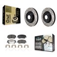 thumbnail image 1 of Transit Auto Front Coated Drilled Slotted Disc Brake Rotors and Ceramic Pads Kit for Car Genesis G70 Kia Stinger KDT-101310, 1 of 11
