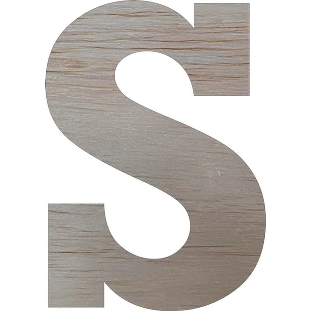 Wooden Block Letters, Unfinished 4'' Rockwell S, Craft