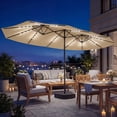 thumbnail image 2 of Outsunny 15ft Double-sided Patio Umbrella Outdoor Parasol w/ Base, Khaki, 2 of 10
