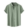 thumbnail image 1 of Penkiiy Chemise Décontractée pour Homme Unie à Col Rabattu à Manches Courtes avec Fermeture à Boutons Blouse Hawaïenne 2TG Vert, 1 of 8