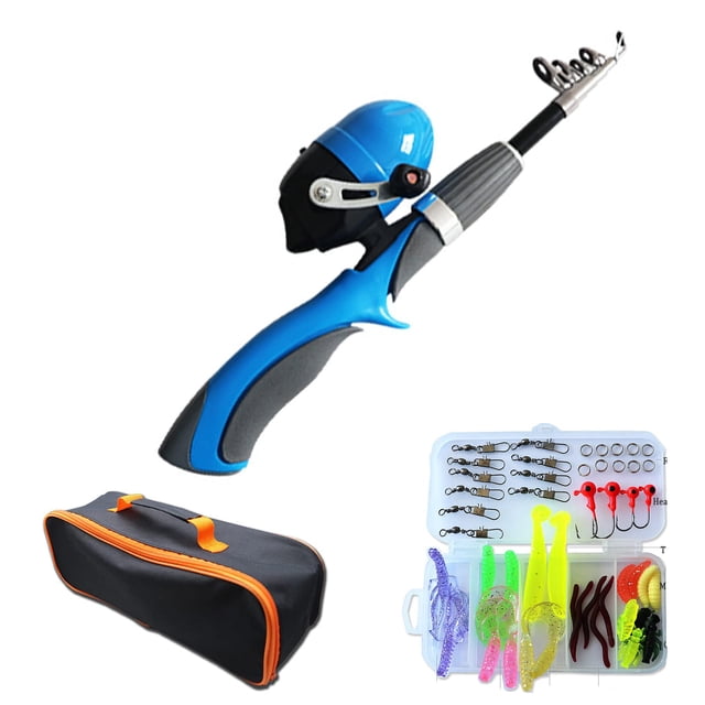 Portable Fishing Pole Combo Set for Kid, Glass Fiber Fishing Pole Mini luya Rod Set