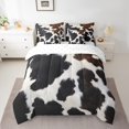 thumbnail image 2 of Cow Pattern Comforter Set Queen,Cowhide Pattern Sheet Set White Brown Rustic Home Decor 7-Piece Bedding Set,Abstract Animal Theme Bed Cover For Kids Boys Girls Teens, 2 of 5