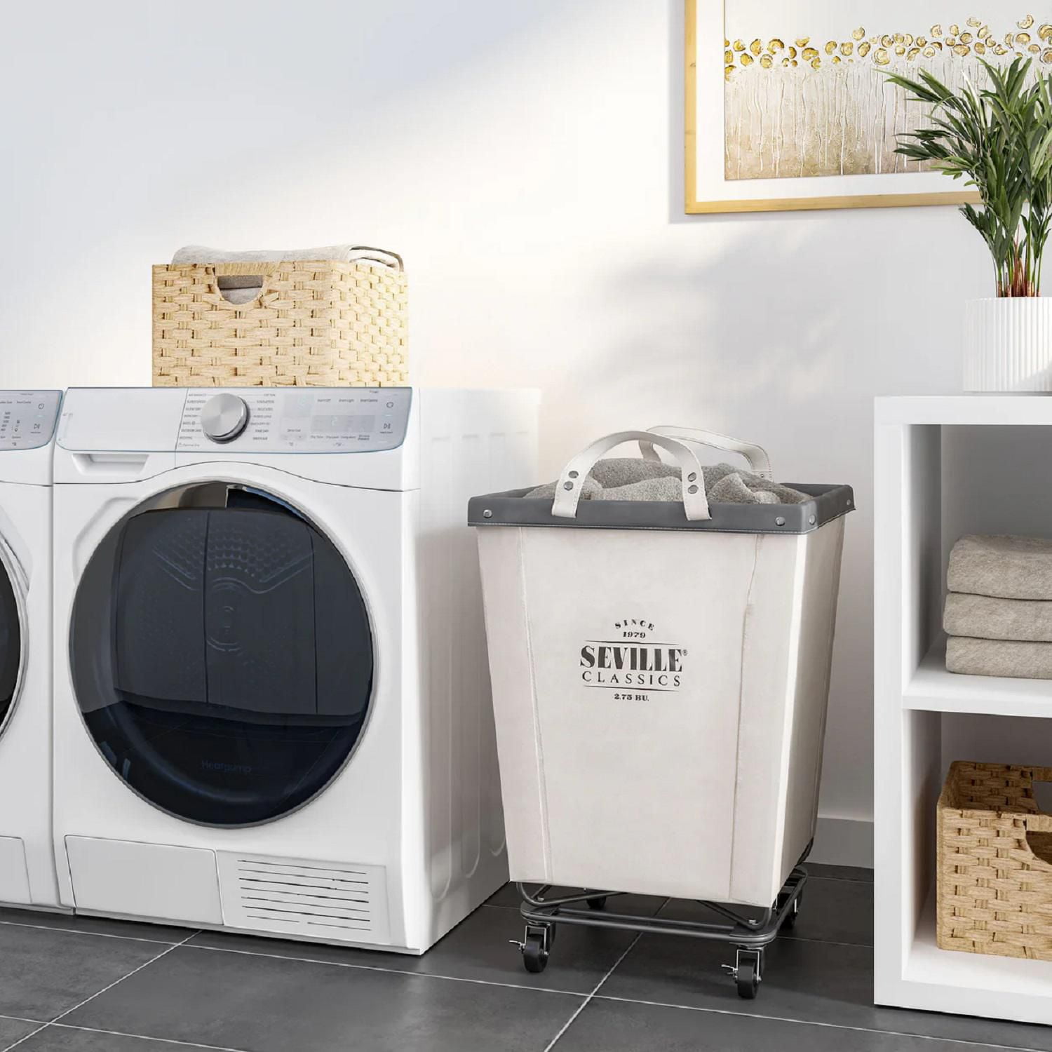 Seville Classics Heavy-Duty Laundry Hamper with Wheels, 18" x 18" x 27"