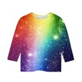 thumbnail image 4 of lcziwo Offres du Jour en Liquidation! Chandails à Manches 3/4 pour Filles 2025 Mode Paillettes Graphique Imprimé Pailleté Hauts de Fête Automne Décontracté Col Rond Chandail Blouse Multicolore, 4 of 6