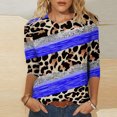 thumbnail image 2 of CEHVOM T-shirt Ample à Imprimé Léopard pour Femme, Manches 3/4, Col Rond, Haut Décontracté, Liquidation, 2 of 5