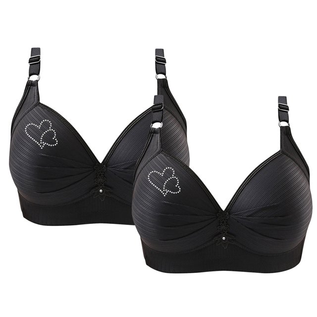 Bras for Women, 2PCS Womans Printing Gathered Together Large Size Daily Bra Underwear No Rims