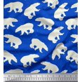 thumbnail image 1 of Soimoi Blue Modal Satin Fabric Polar Bear Animal Fabric Prints By Yard 42 Inch Wide, 1 of 5